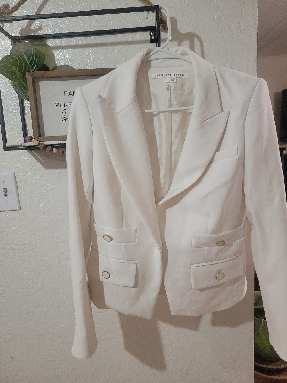 Veronica Beard Off-White Structured Double-Pocket Blazer